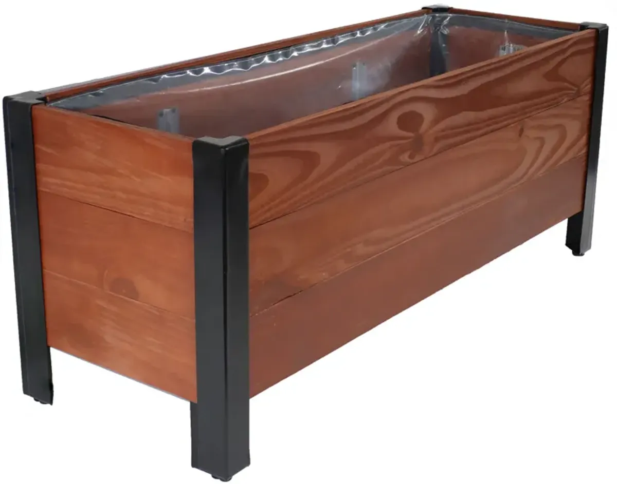 Acacia Wood Planter Box with Removable Planter Bag