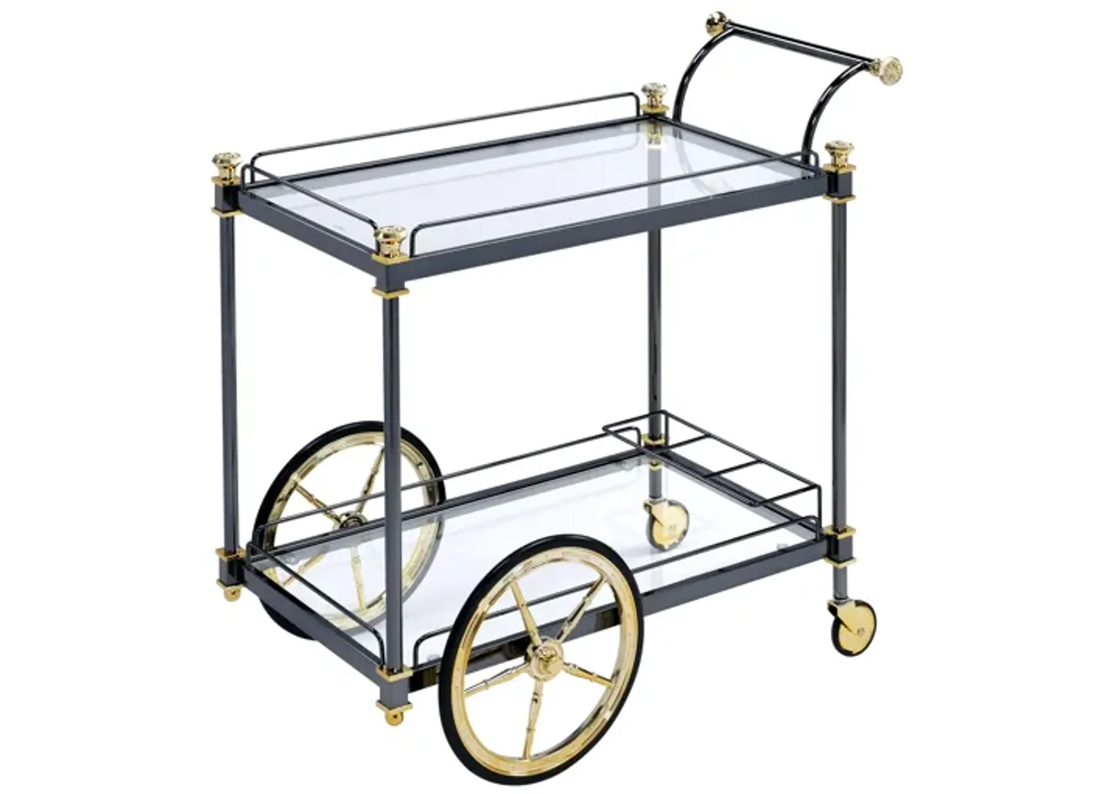 ACME Cyrus Serving Cart, Black/Gold & Clear Glass