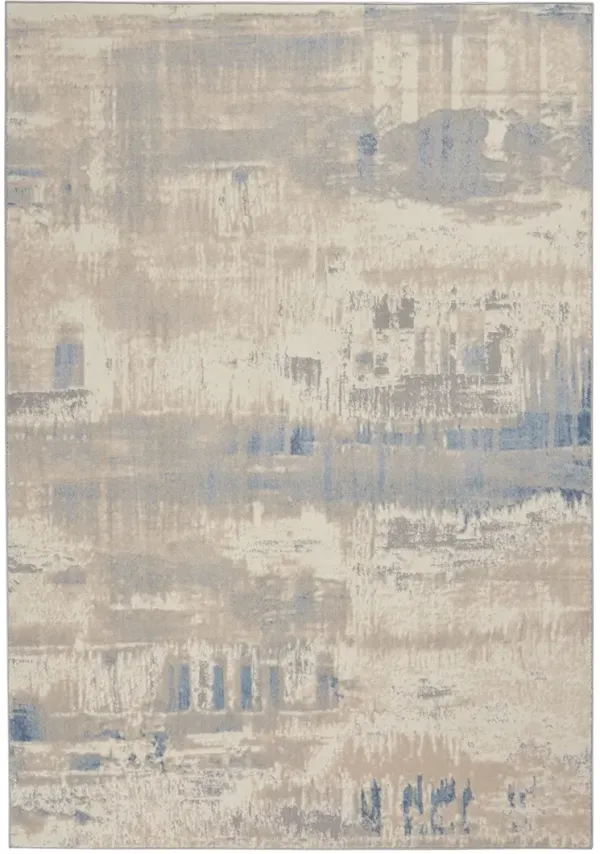 Solace SLA08 Ivory/Gray/Blue 5'3" x 7'3" Rug