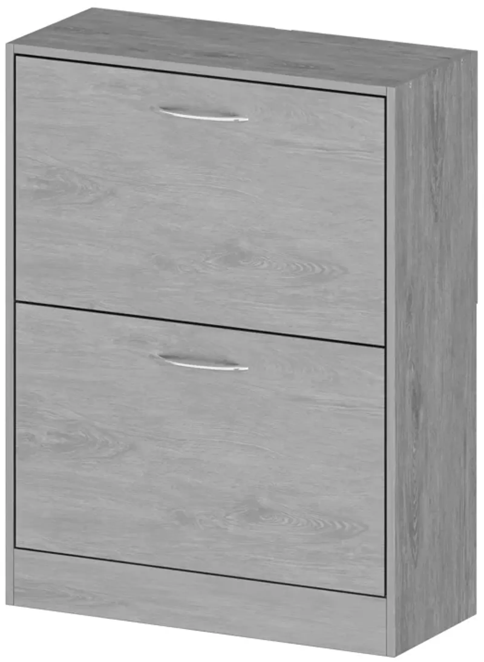 22.4 in. W x 29.3 in. H 16-Pair Gray Wood 2-Drawer Shoe Storage Cabinet with Foldable Compartments