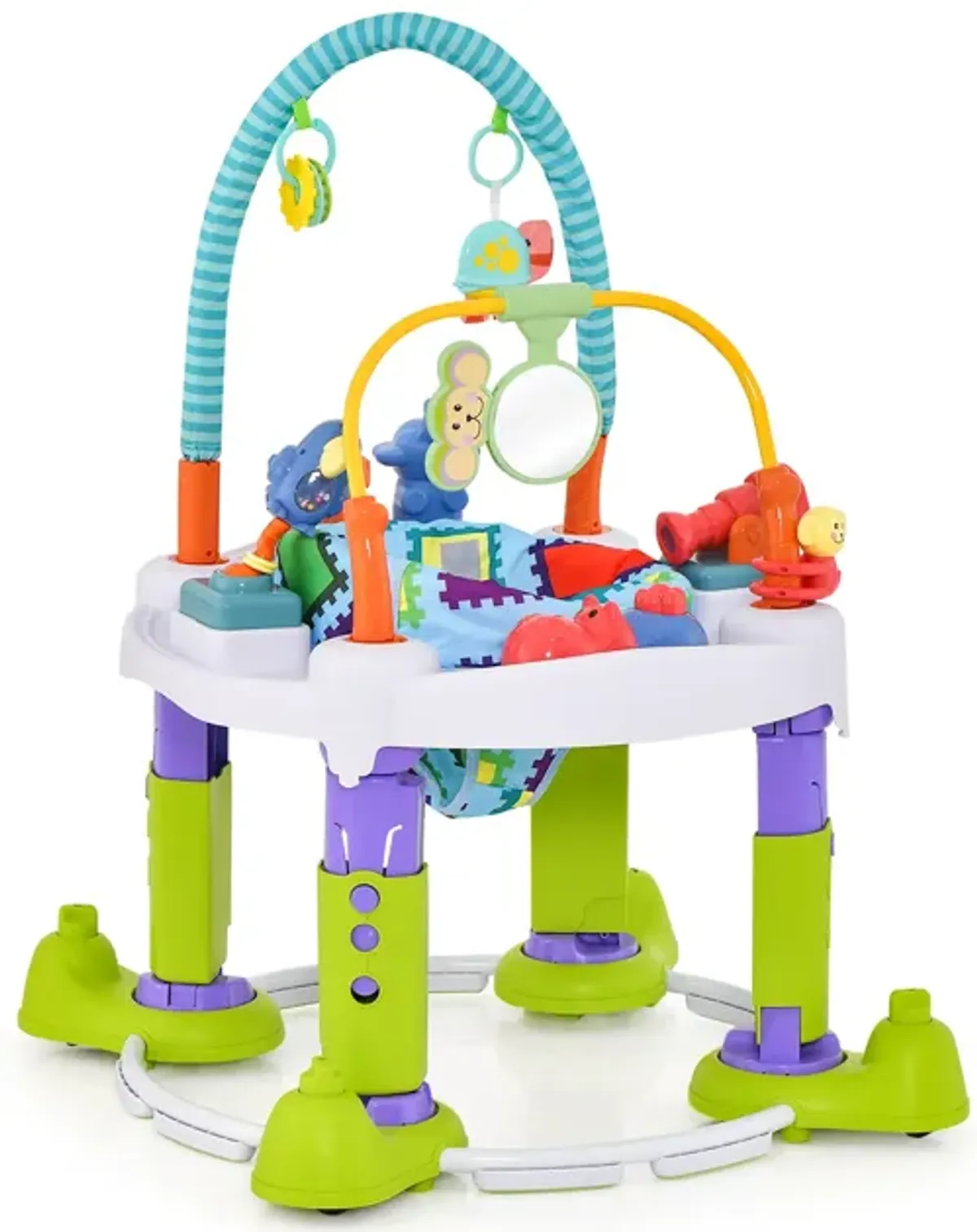 4-in-1 Baby Bouncer Activity Center with 3 Adjustable Heights-Green