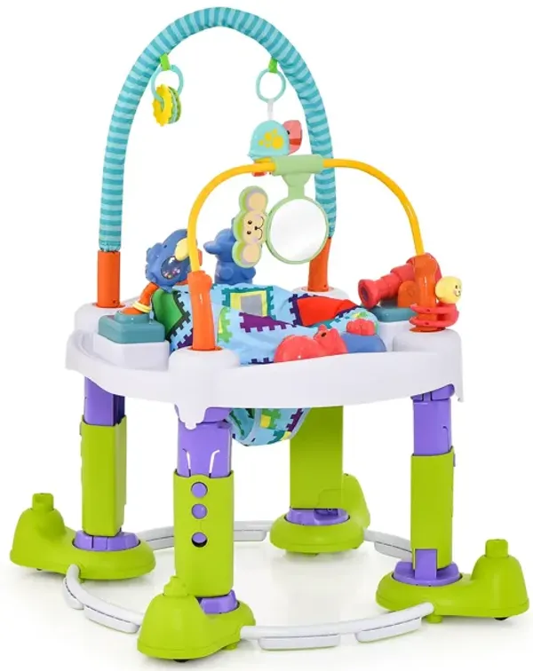 4-in-1 Baby Bouncer Activity Center with 3 Adjustable Heights-Green