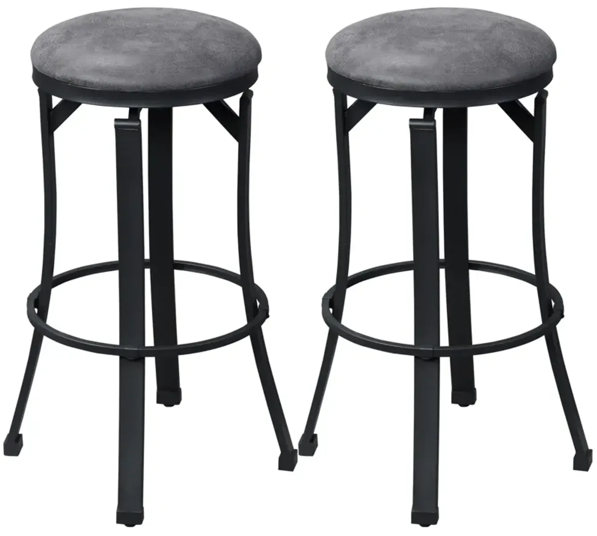 Bar Stools Set of 2 Vintage Barstools W/ Footrest for Kitchen Dining Room Brown