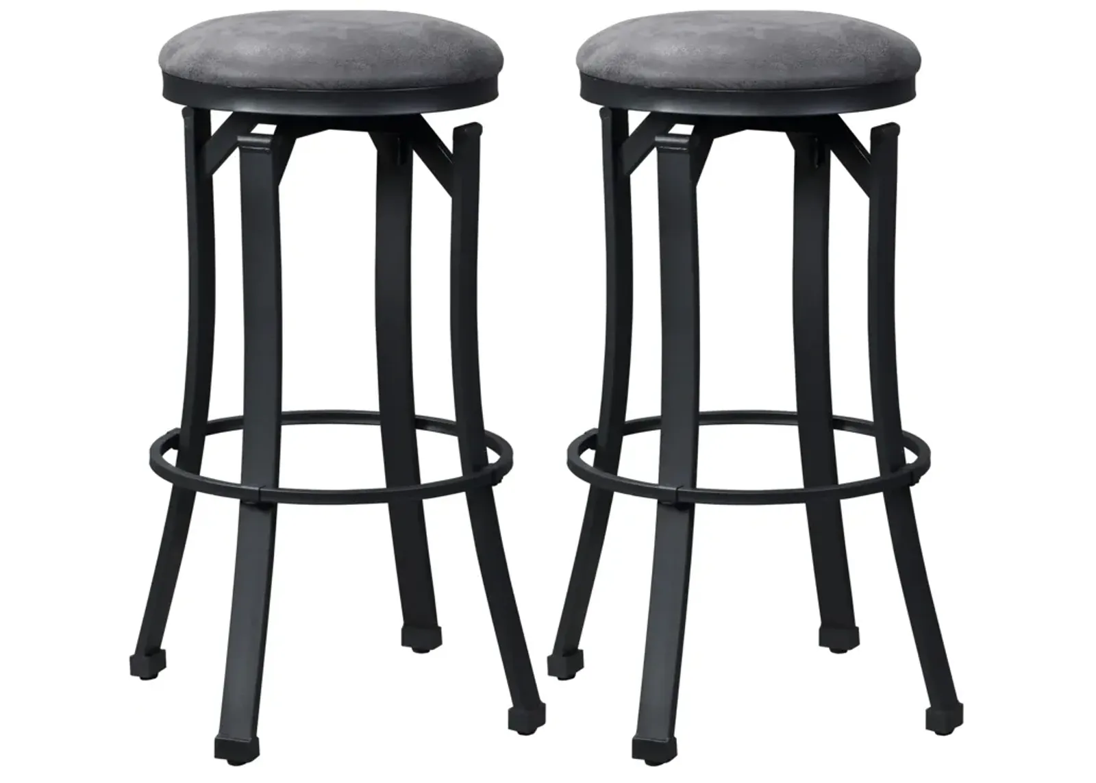 Bar Stools Set of 2 Vintage Barstools W/ Footrest for Kitchen Dining Room Brown