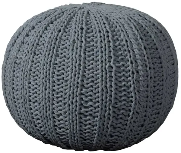 Hivvago 20 Inch Gray Cotton Round Pouf Ottoman