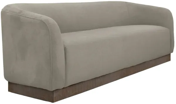 Ino Sofa, Almond Gray Polyester, Foam Cushions, Solid Wood Base, 88 Inch - Benzara