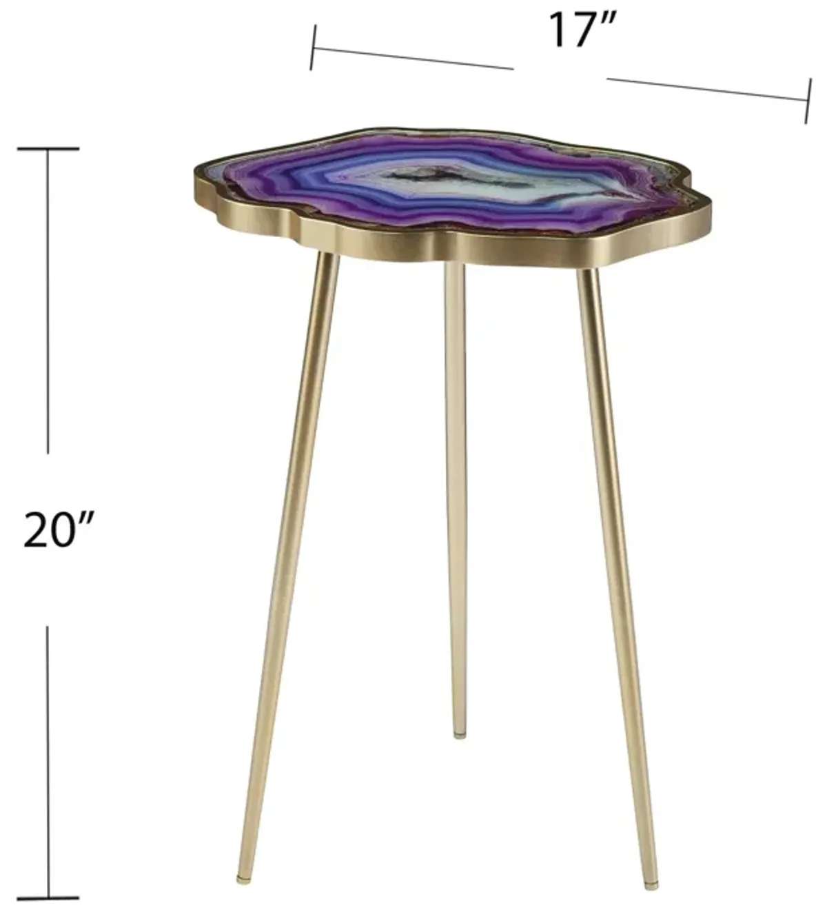 SEI Furniture Norcova Accent Table, 13.5 in x 17.5 in x 24 in, Purple/Gold