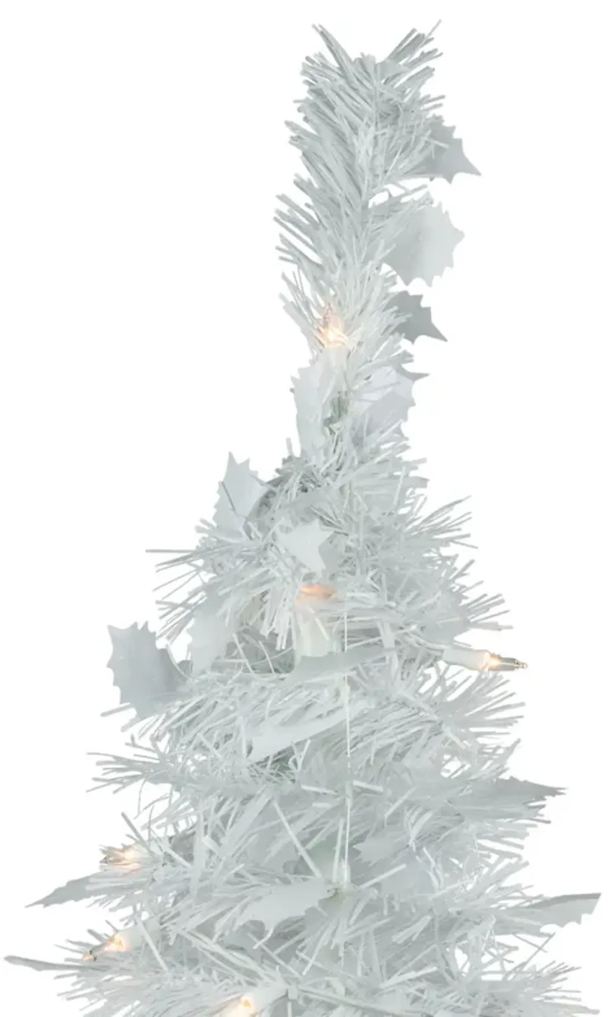 6' Pre-Lit White Tinsel Pop-Up Artificial Christmas Tree  Clear Lights