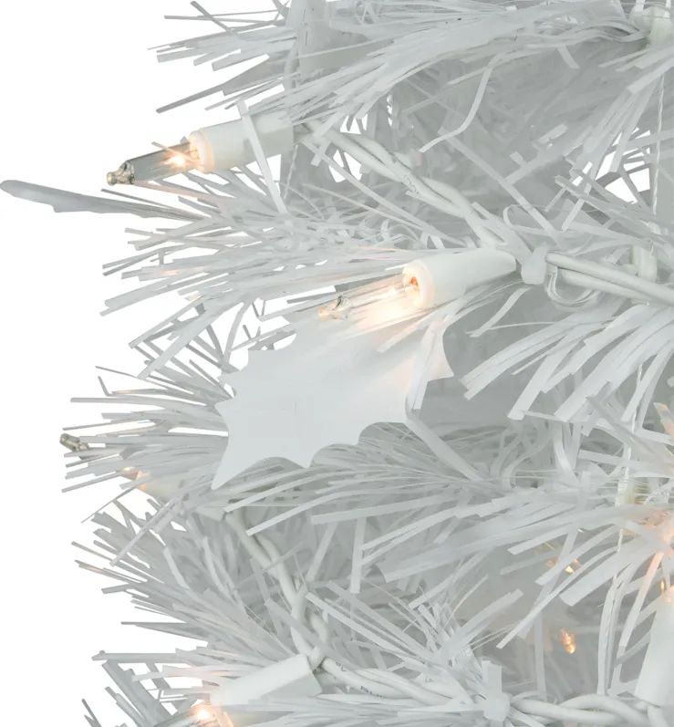 6' Pre-Lit White Tinsel Pop-Up Artificial Christmas Tree  Clear Lights