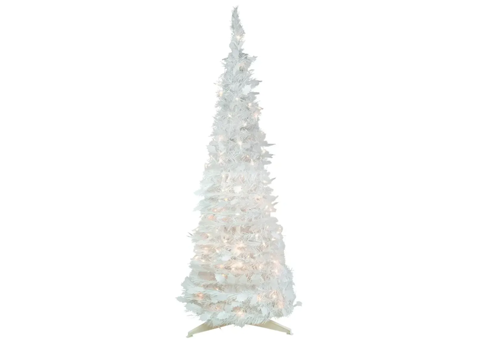 6' Pre-Lit White Tinsel Pop-Up Artificial Christmas Tree  Clear Lights