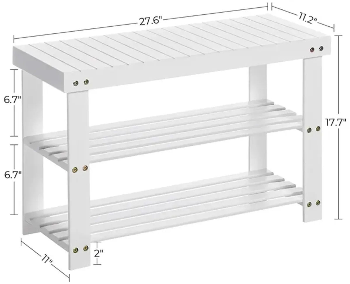 Bamboo Shoe Bench with Rack - Stable Shoe Organizer for Stylish Entryway Storage