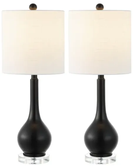 Dylan 25" Metal/Crystal Teardrop LED Table Lamp, Oil Rubbed Bronze (Set of 2)