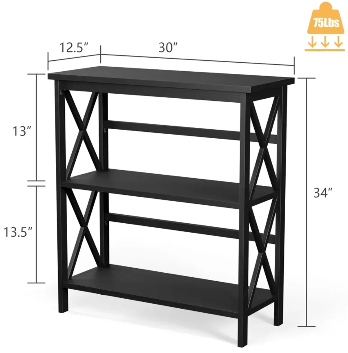 3-Tier Wooden Multi-Functional X-Design Etagere Storage Bookshelf