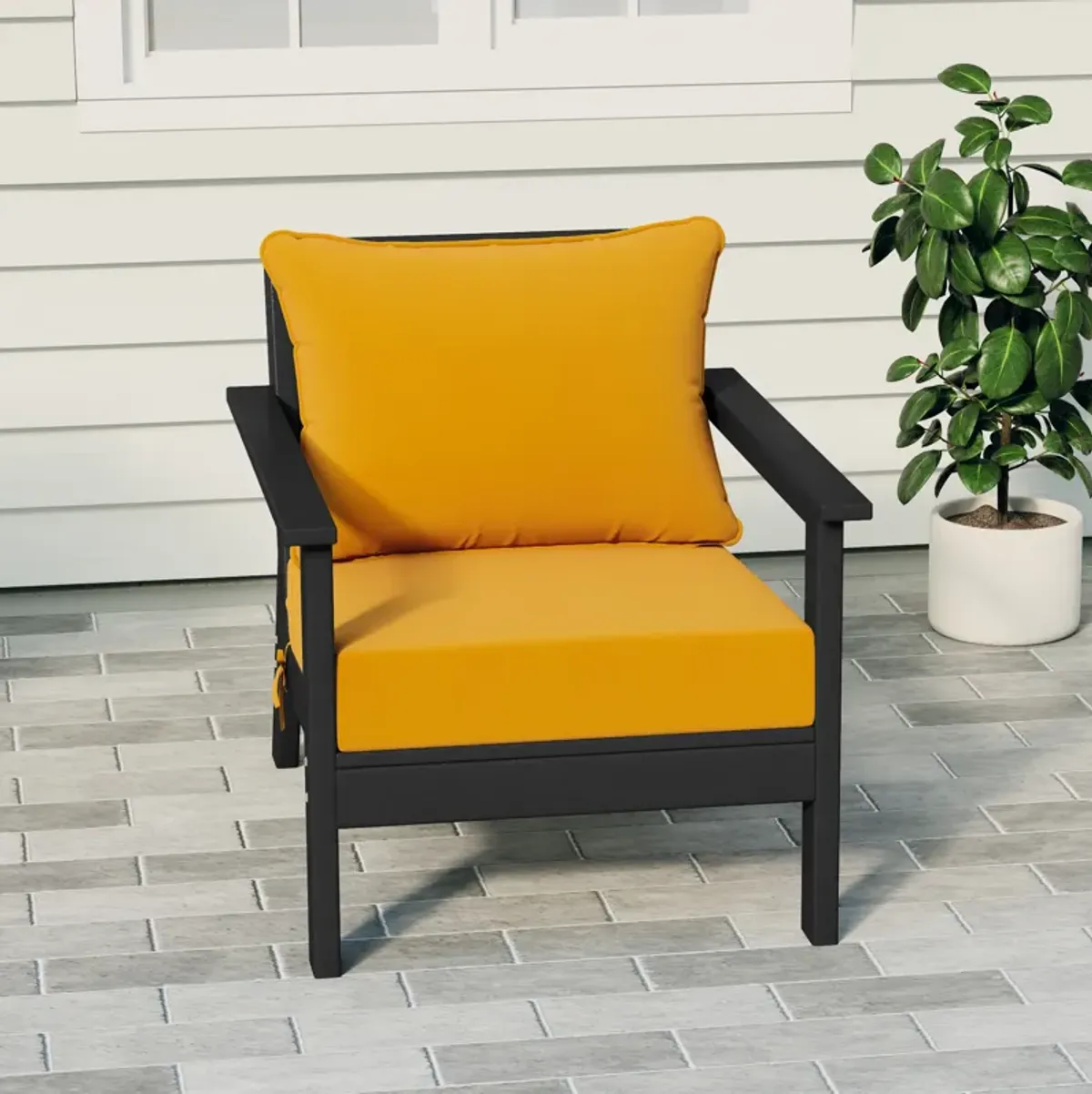 WestinTrends Outdoor Modern HDPE Patio Club Chair with Deep Seat Cushions