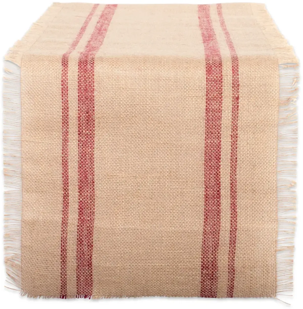 108" Beige and Red Rectangular Double Border Table Runner