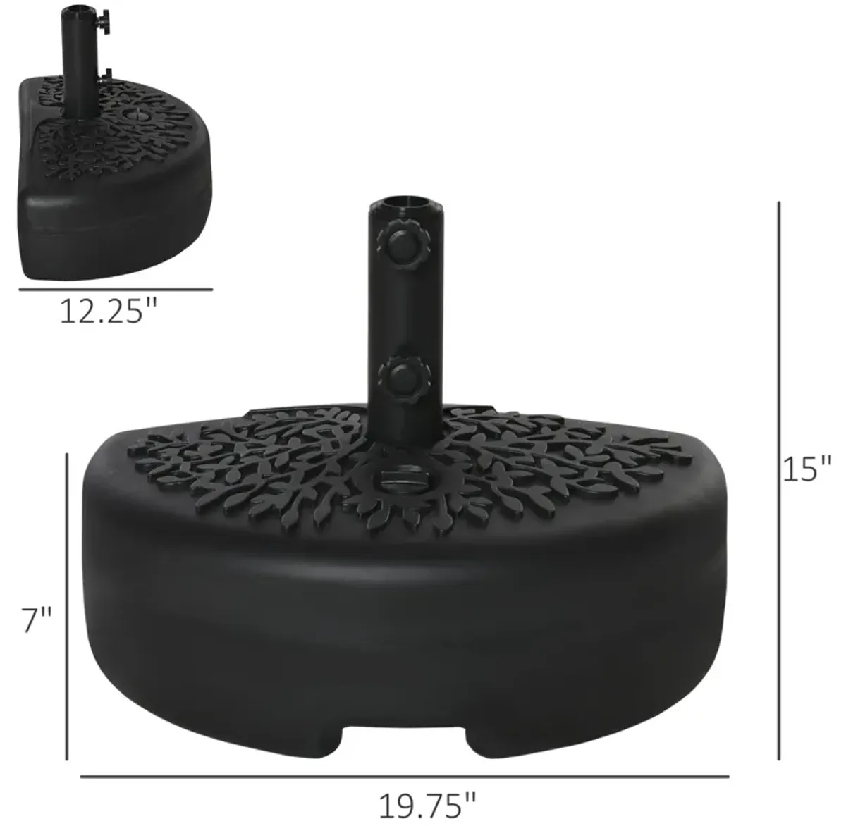 Black Umbrella Base: Half Round Sand/Water Filled Patio Stand