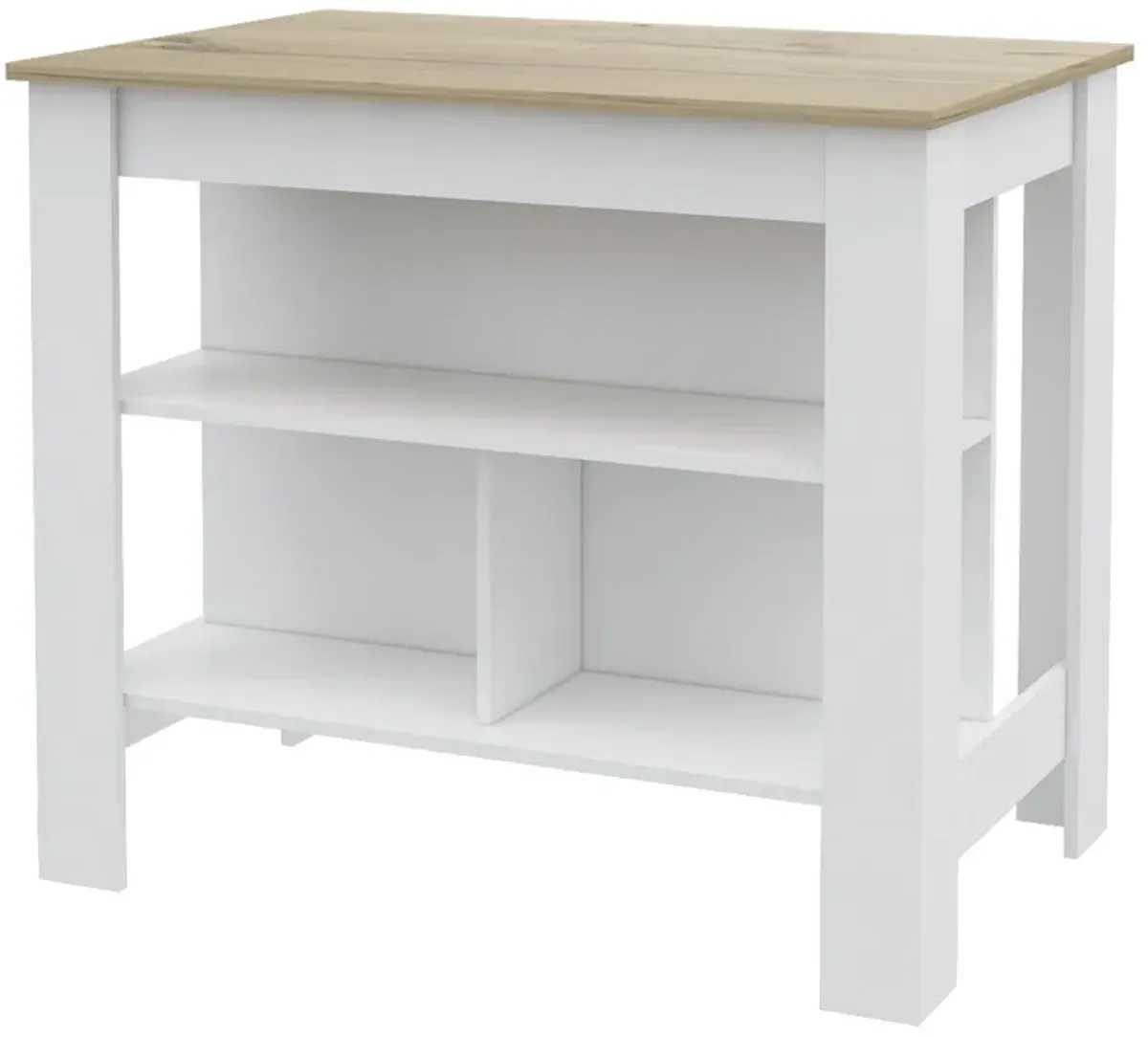 Kitchen Island Dozza, Kitchen, White / Light Oak