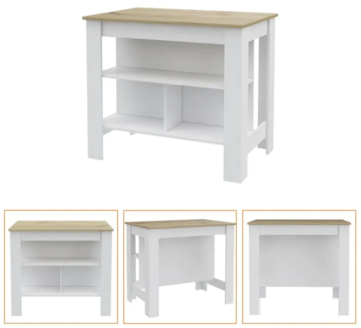 Kitchen Island Dozza, Kitchen, White / Light Oak