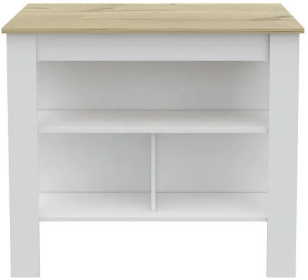 Kitchen Island Dozza, Kitchen, White / Light Oak