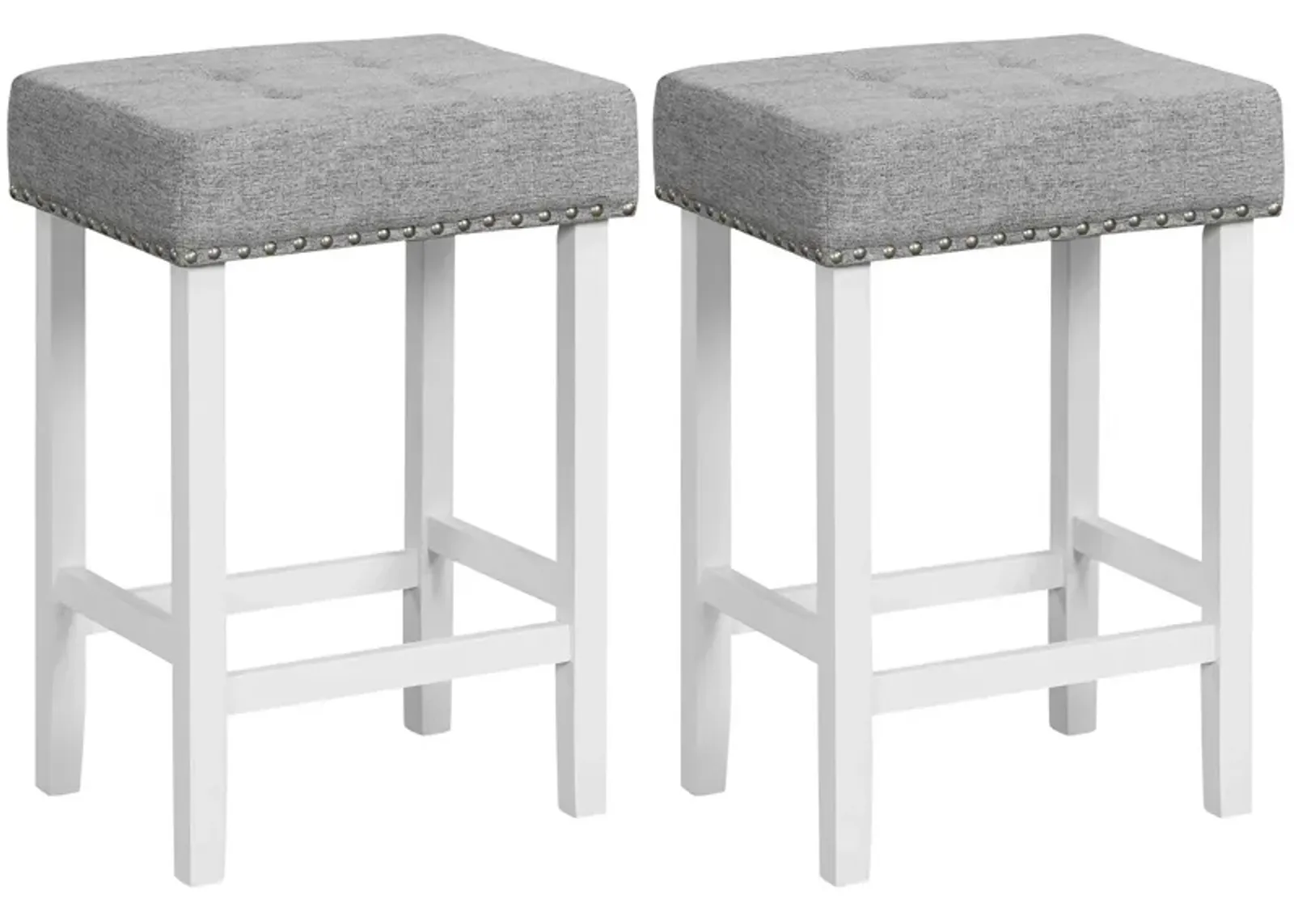 2 Pieces Counter Height Bar Stools with Sponge Padded Cushion