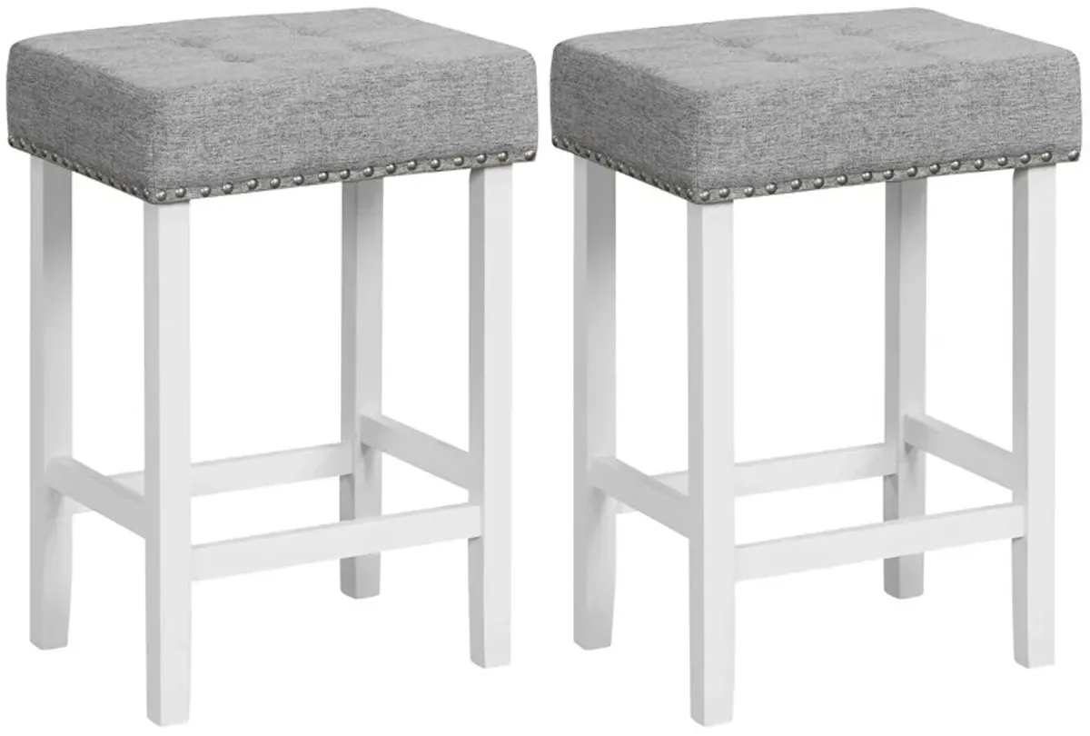 2 Pieces Counter Height Bar Stools with Sponge Padded Cushion