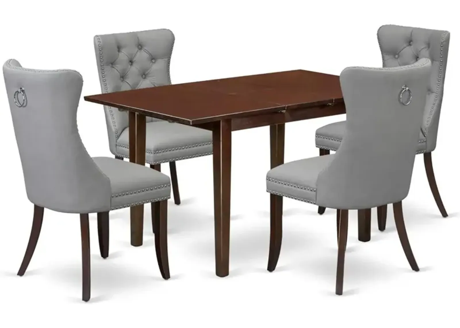 5 Piece Kitchen Table Set Contains a Rectangle Dining Table with Butterfly Leaf