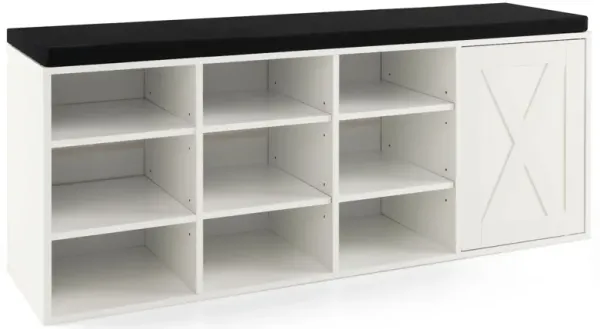 9-cube Shoe Bench with Adjustable Shelves and Removable Padded Cushion