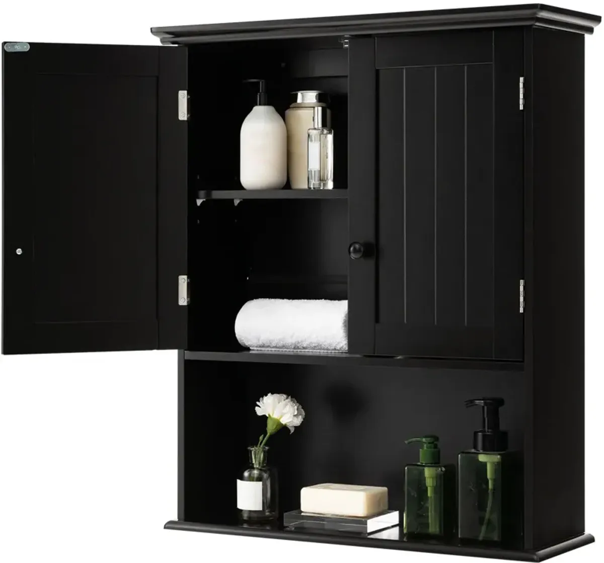 2-Door Wall Mount Bathroom Storage Cabinet with Open Shelf