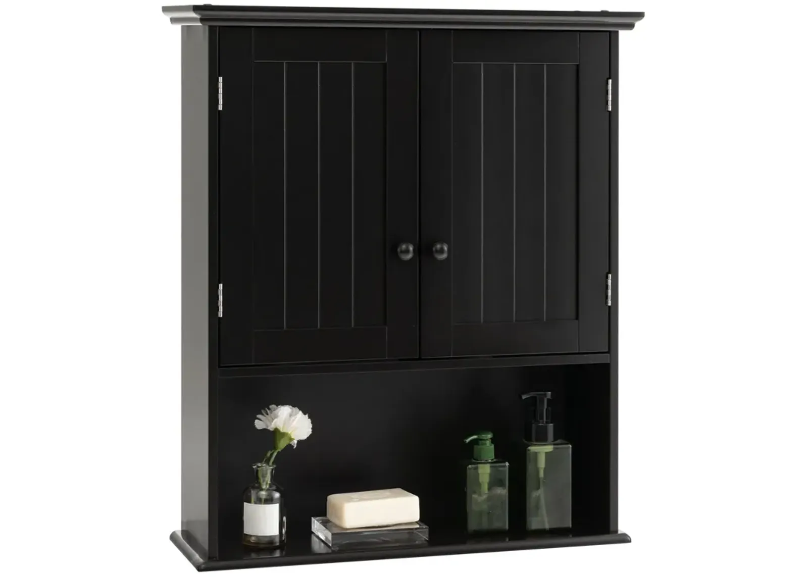 2-Door Wall Mount Bathroom Storage Cabinet with Open Shelf