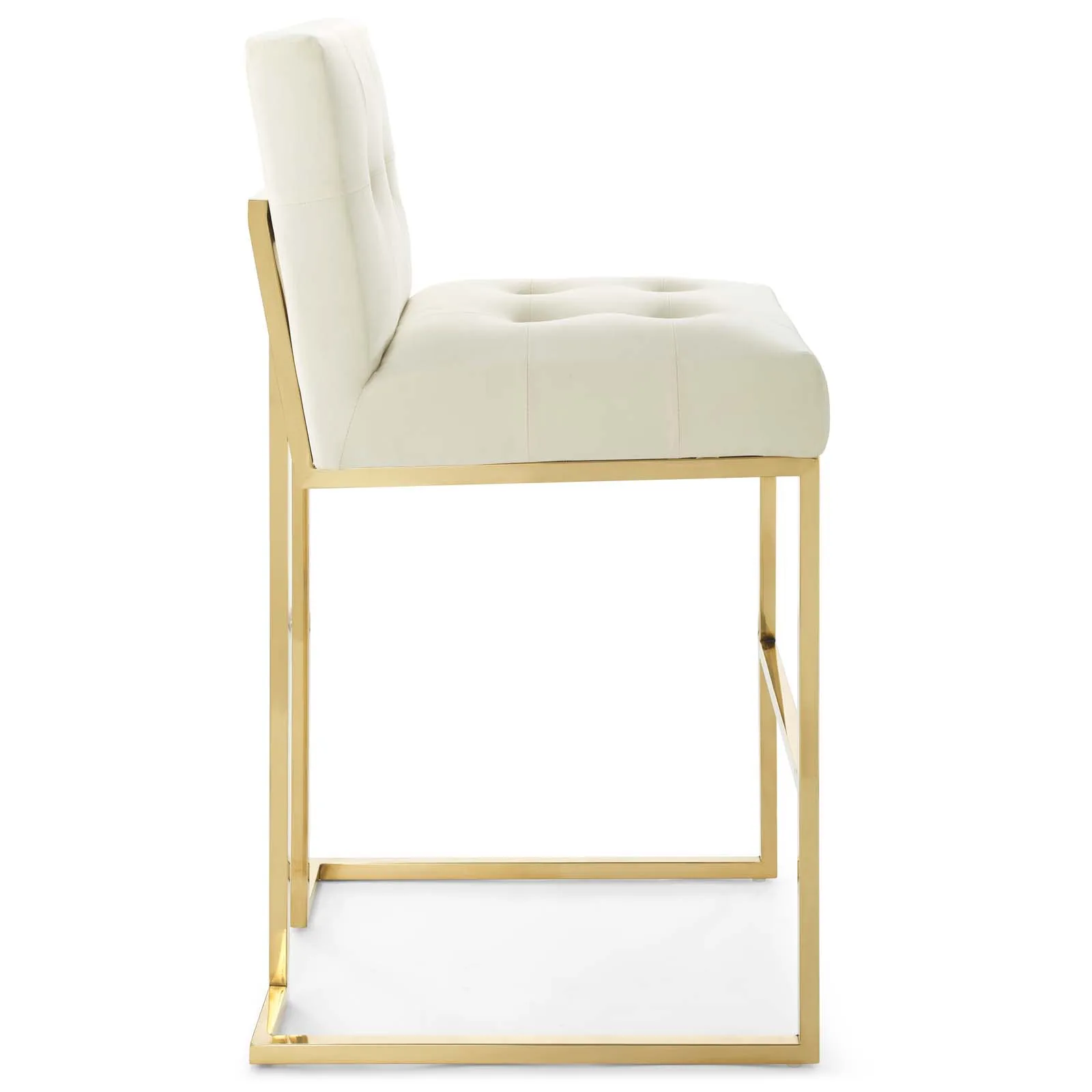 Privy Gold Stainless Steel Performance Velvet Bar Stool