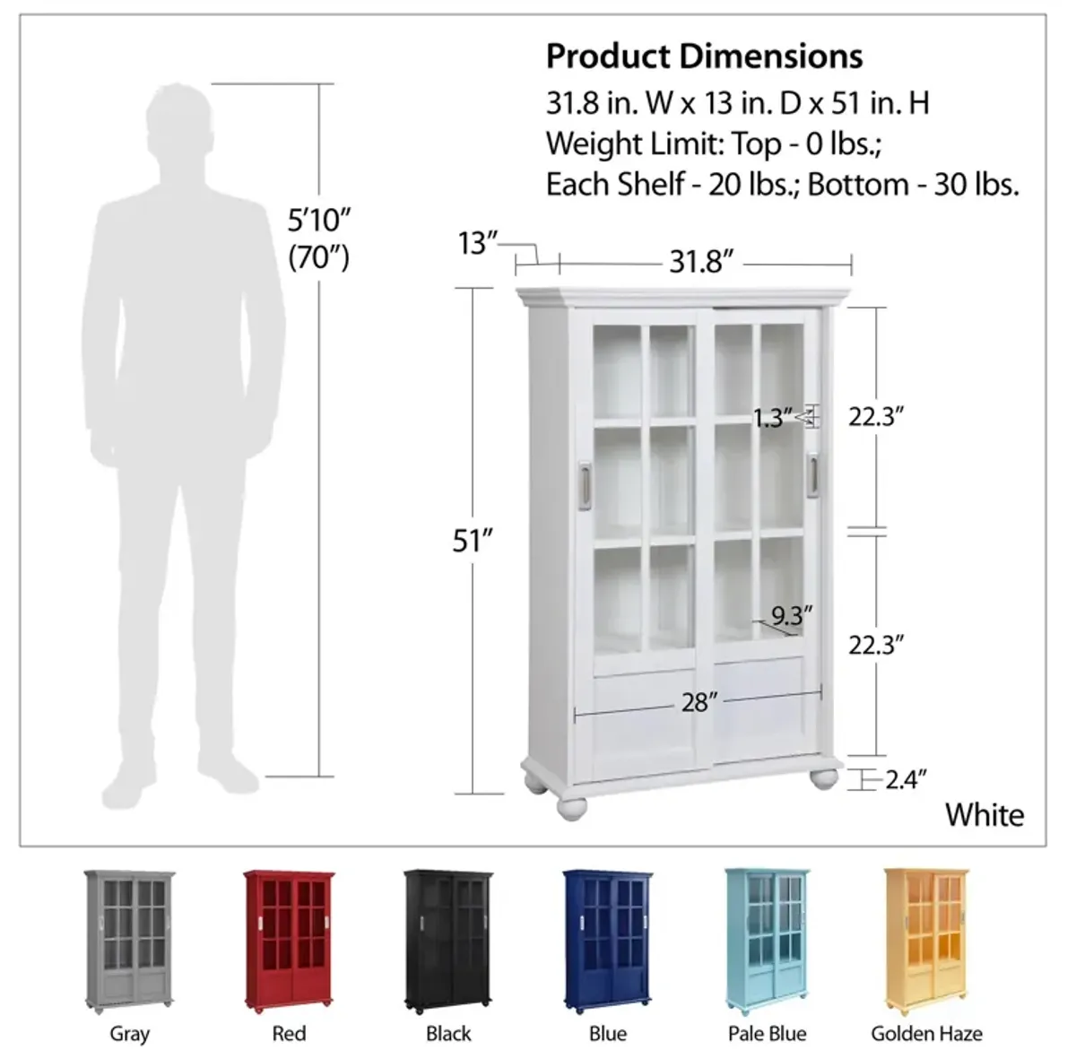 Aaron Lane Bookcase with Sliding Glass Doors