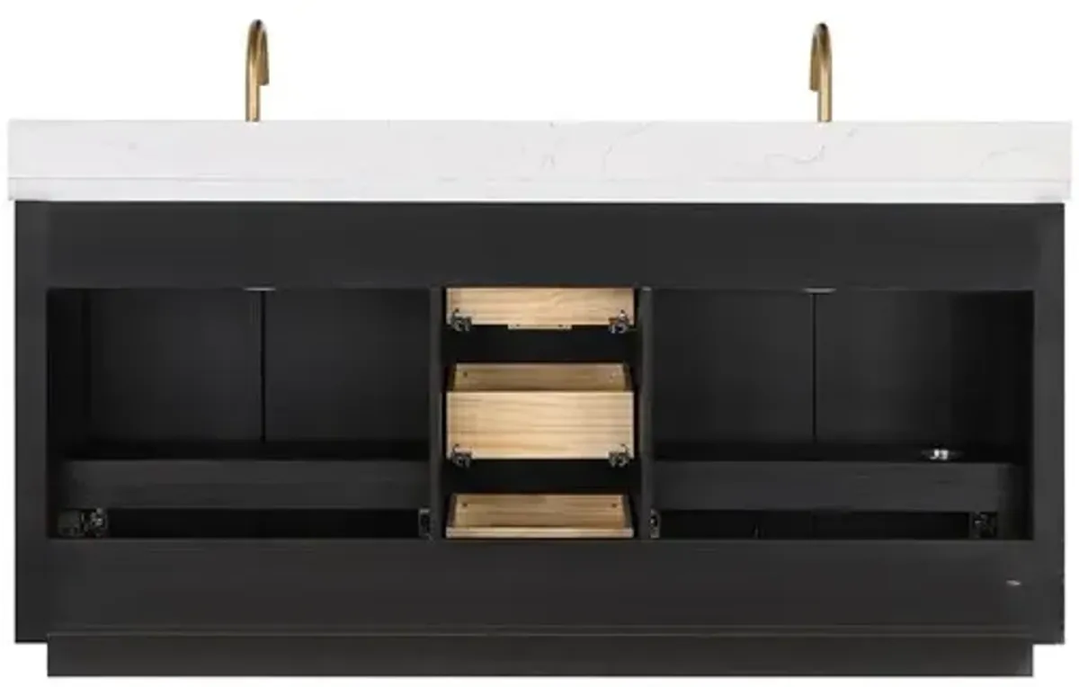 Vinnova Design Free-standing Double Bathroom Vanity with Composite top in Lightning White