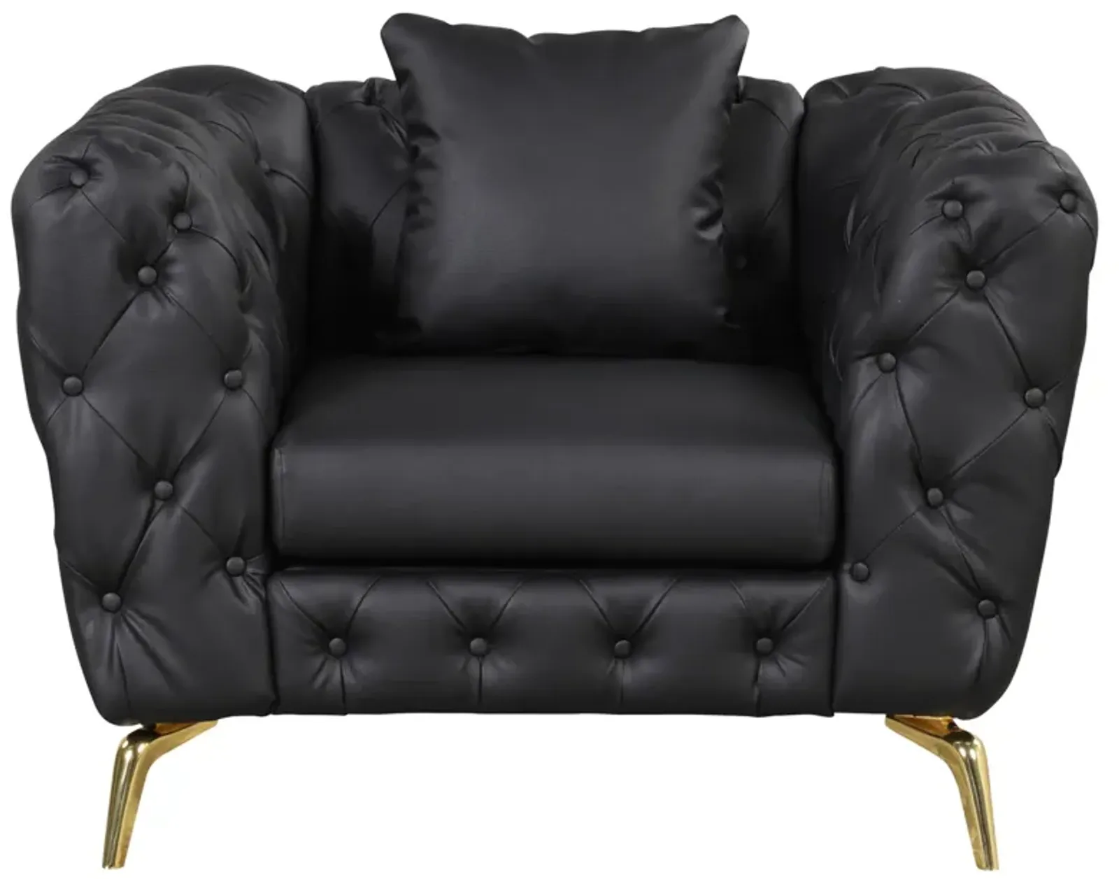 Modern PU Sofa with Metal Legs & Tufted Back