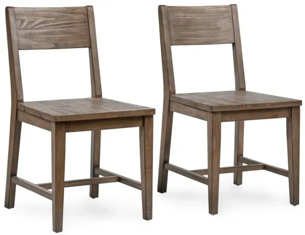 Lio 18 Inch Dining Chair Set of 2, Armless Open Style, Brown Pine Wood - Benzara