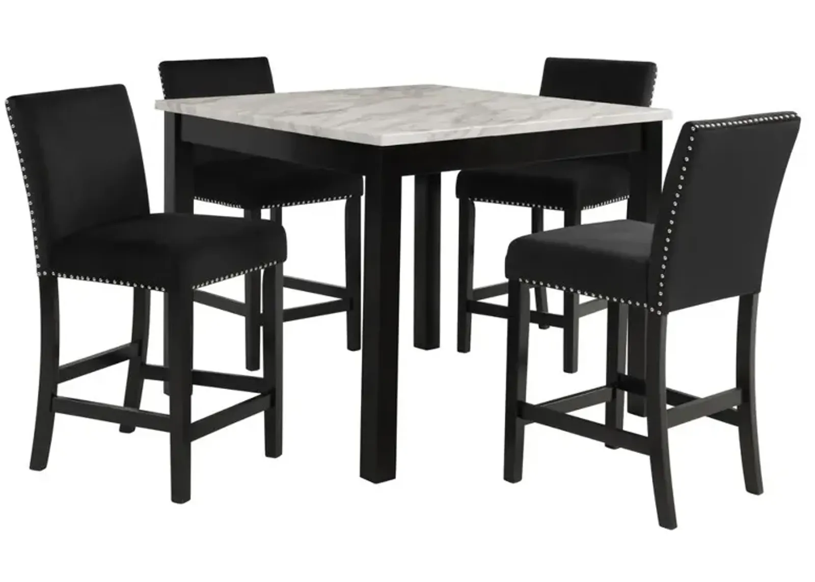 New Classic Furniture Furniture Celeste 5-Piece Faux Marble & Wood Counter Set in Black