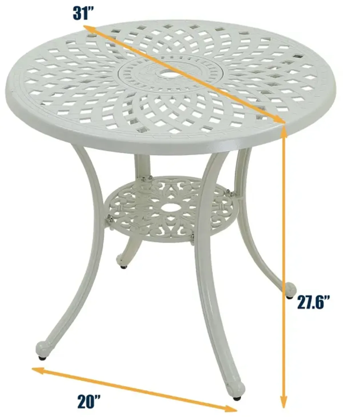 MONDAWE 5-Piece Cast Aluminum Outdoor Dining Set, Piece Chair and Round Table with Umbrella Hole