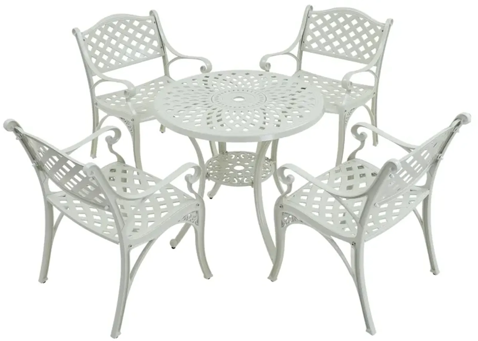 MONDAWE 5-Piece Cast Aluminum Outdoor Dining Set, Piece Chair and Round Table with Umbrella Hole