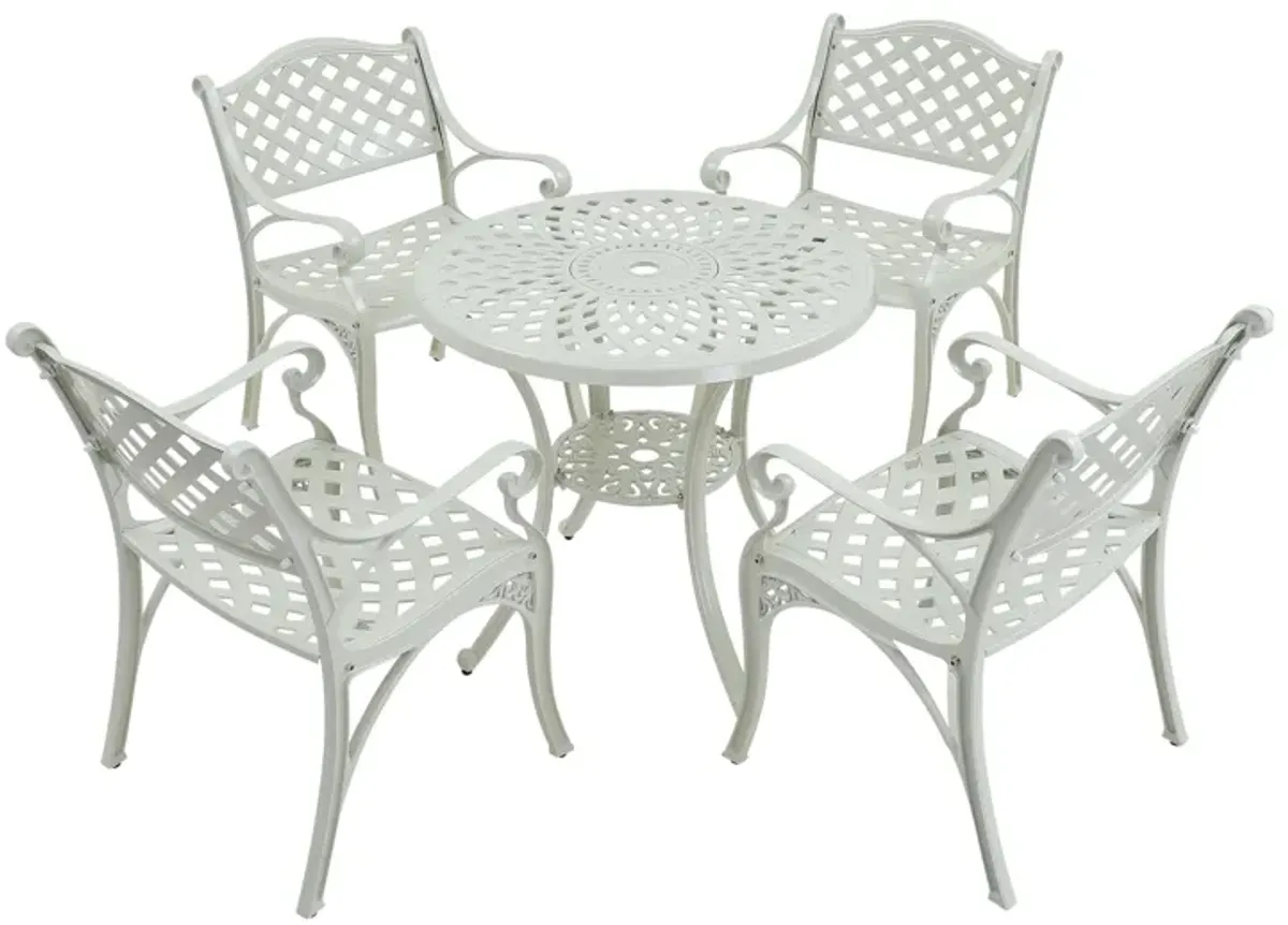 MONDAWE 5-Piece Cast Aluminum Outdoor Dining Set, Piece Chair and Round Table with Umbrella Hole