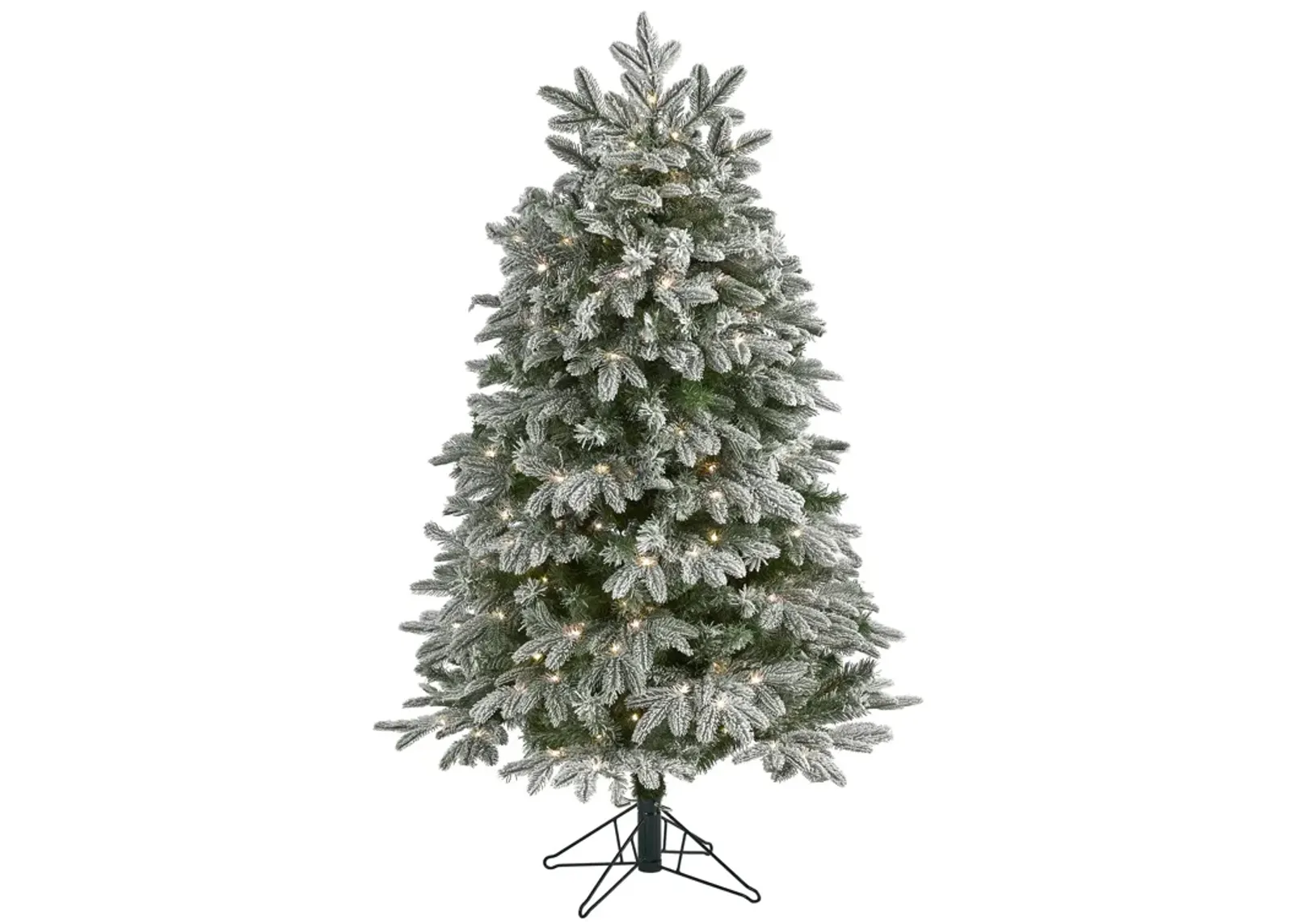 HomPlanti 5 Feet Flocked Colorado Mountain Fir Artificial Christmas Tree with 300 Warm White Microdot (Multifunction) LED Lights with Instant Connect Technology and 511 Bendable Branches