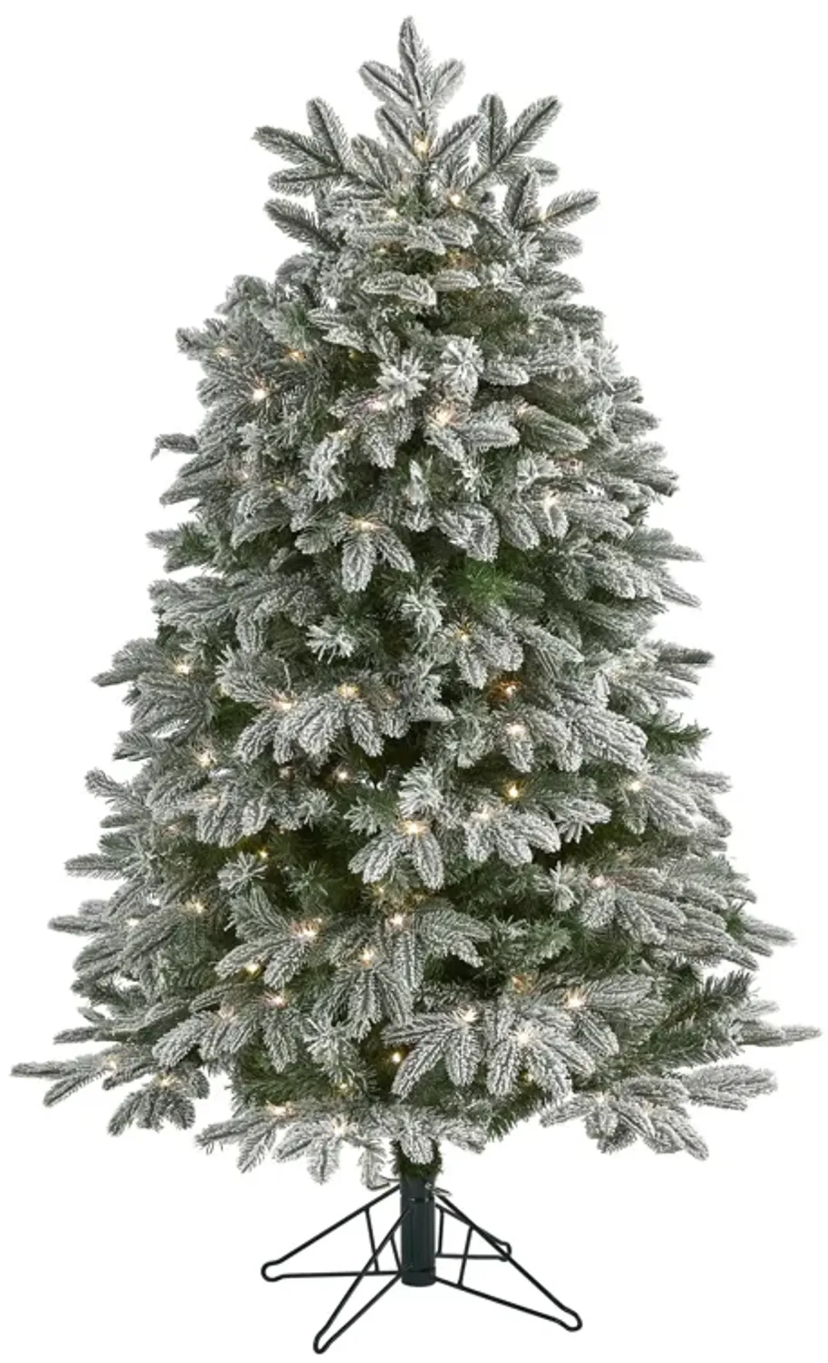 HomPlanti 5 Feet Flocked Colorado Mountain Fir Artificial Christmas Tree with 300 Warm White Microdot (Multifunction) LED Lights with Instant Connect Technology and 511 Bendable Branches