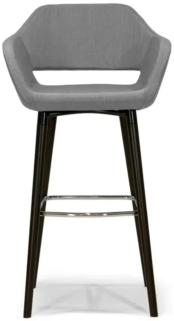 Glamour Home Set of 2 Adel Modern Gray Fabric Bar Stool with Beech Legs