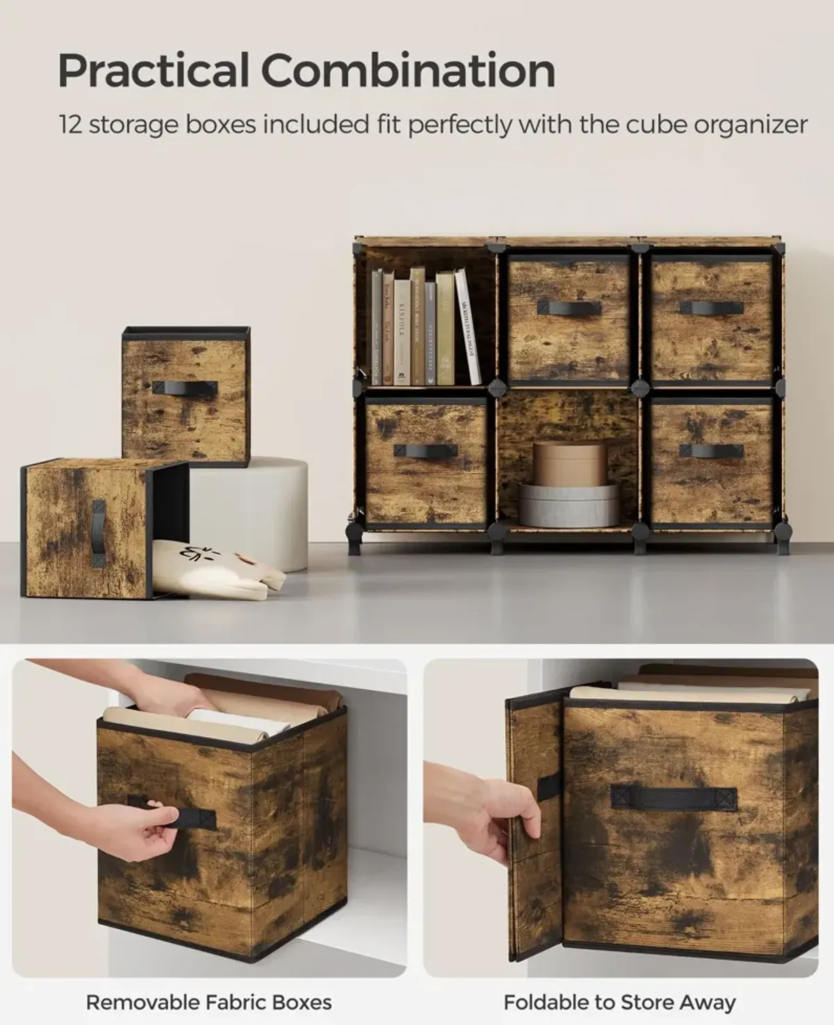 Elegant 12-Cube Storage Unit with Adjustable Shelving