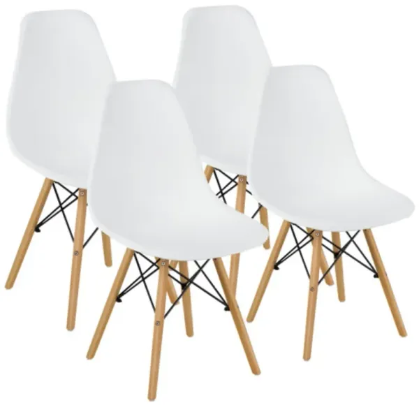 4 Pieces Modern Armless Dining Chair Set with Wood Legs