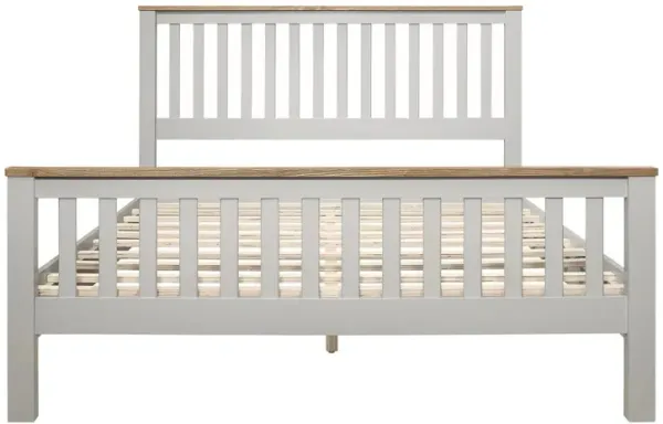 Country Solid Platform Bed With Oak Top, Queen