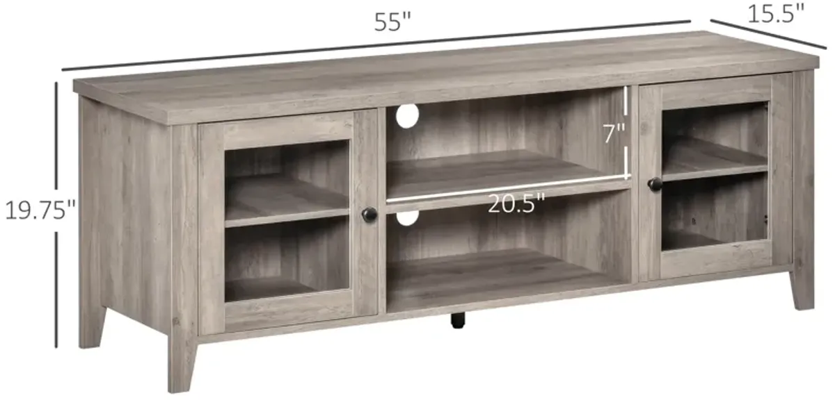 Grey Wash Entertainment: Modern TV Stand with Cabinets for 60" TVs