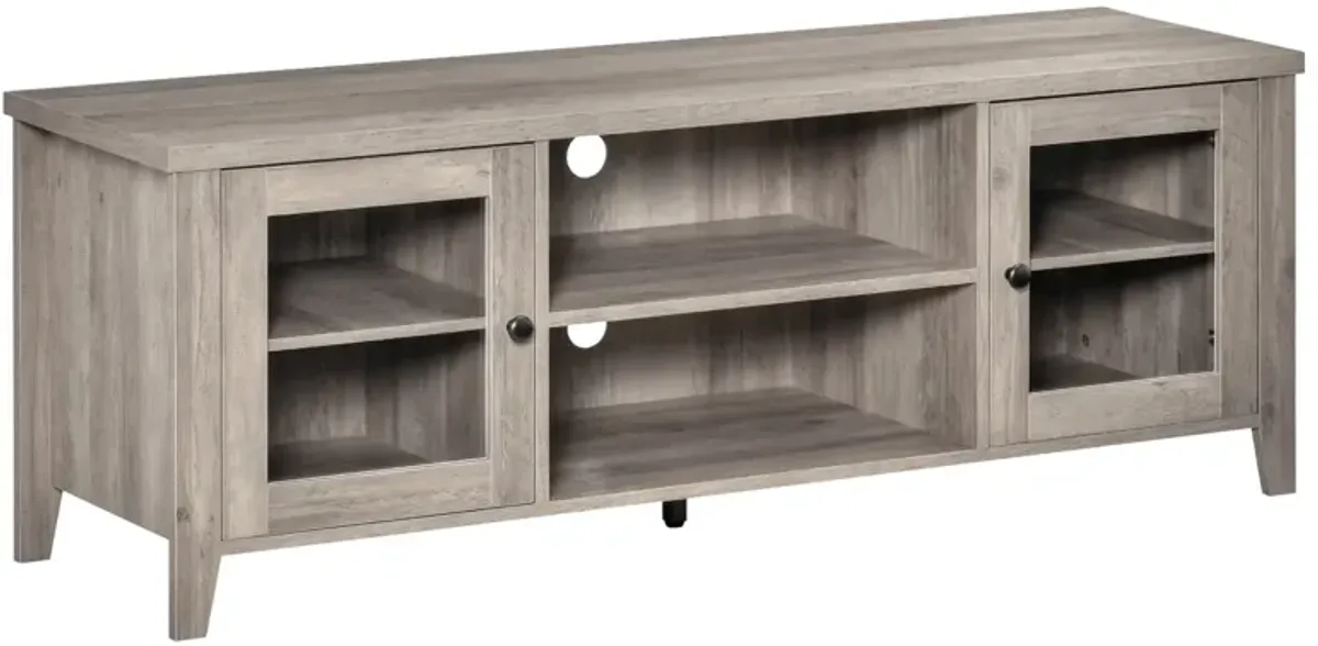 Grey Wash Entertainment: Modern TV Stand with Cabinets for 60" TVs