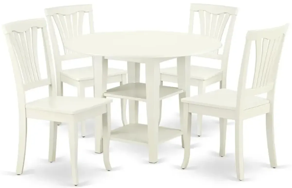 Dining Room Set Linen White, SUAV5-LWH-W