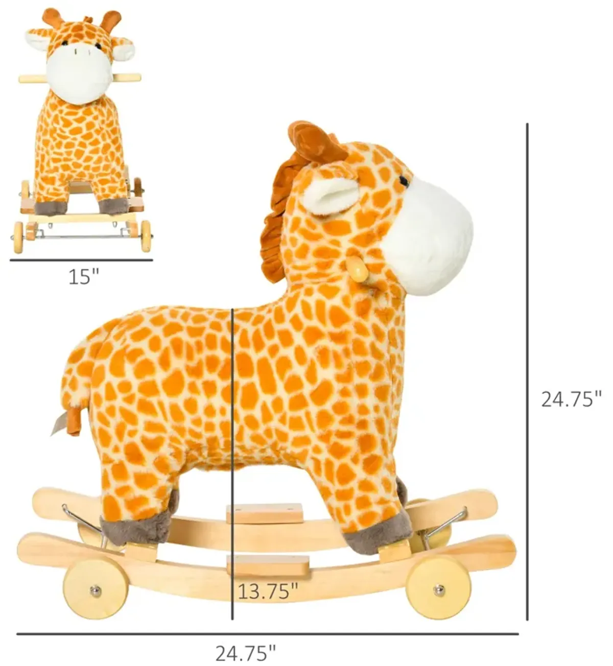 Yellow Kids' Rocker: Giraffe Plush Rocking Horse with Sounds