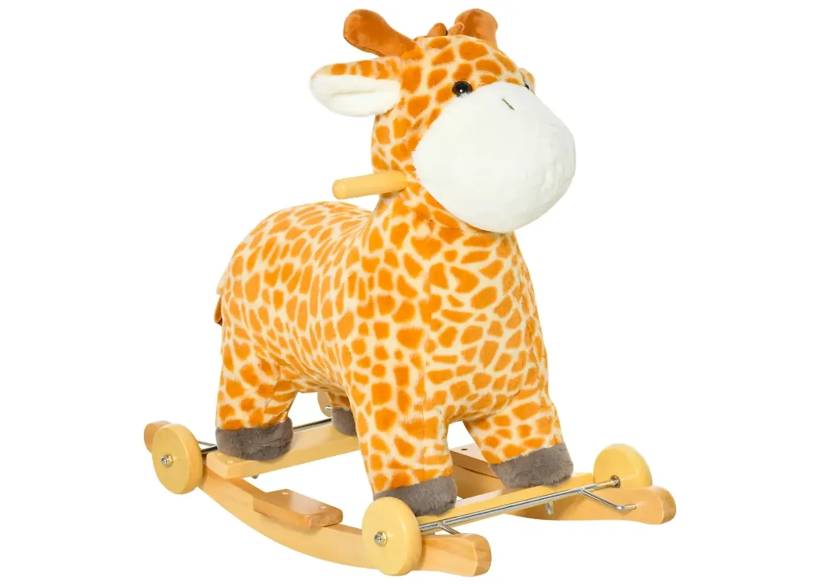 Yellow Kids' Rocker: Giraffe Plush Rocking Horse with Sounds