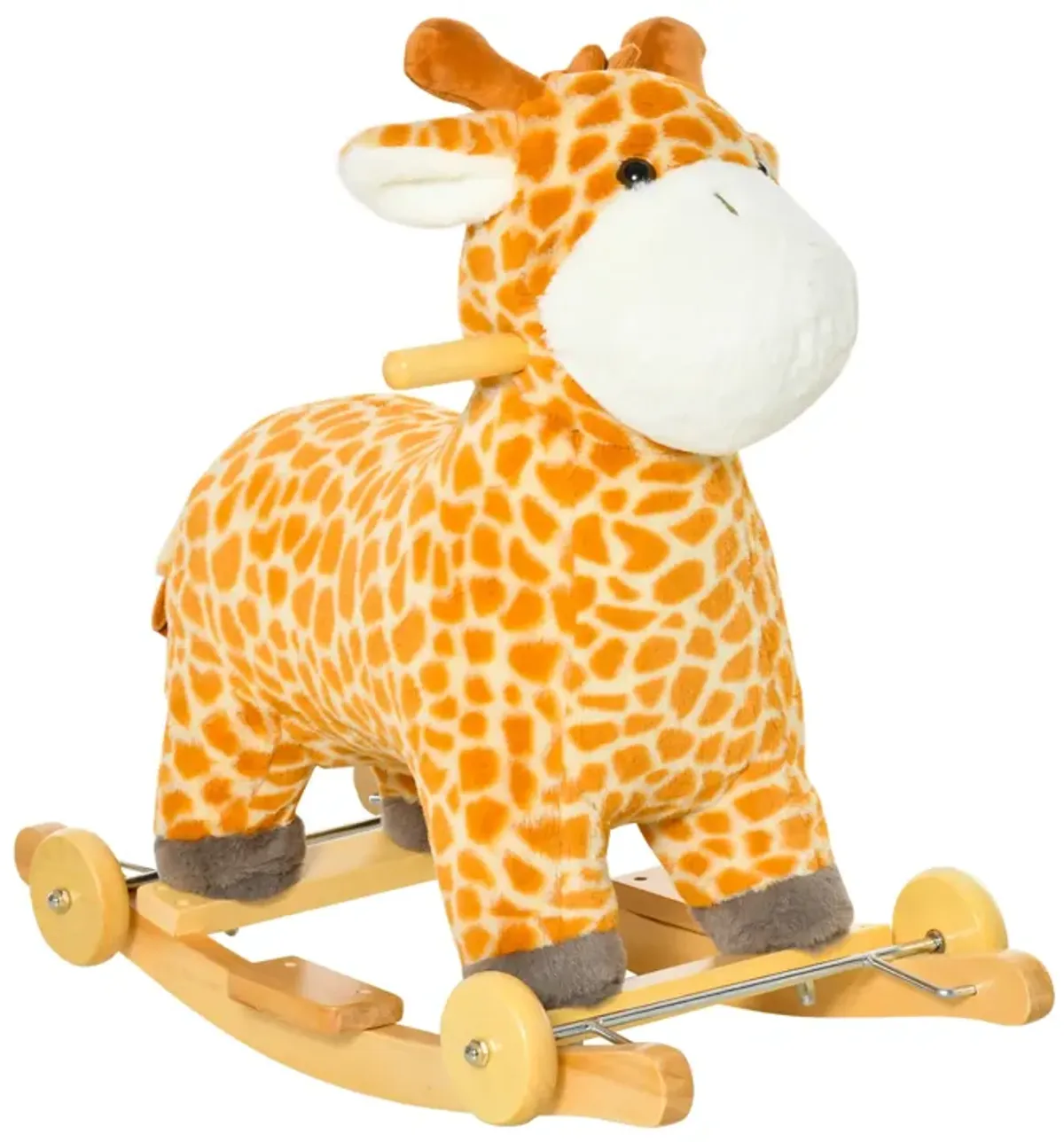 Yellow Kids' Rocker: Giraffe Plush Rocking Horse with Sounds